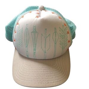 Pistil Quiver Trucker Snap Back Mesh Hat Bow & Arrow Teal White Tan One Size